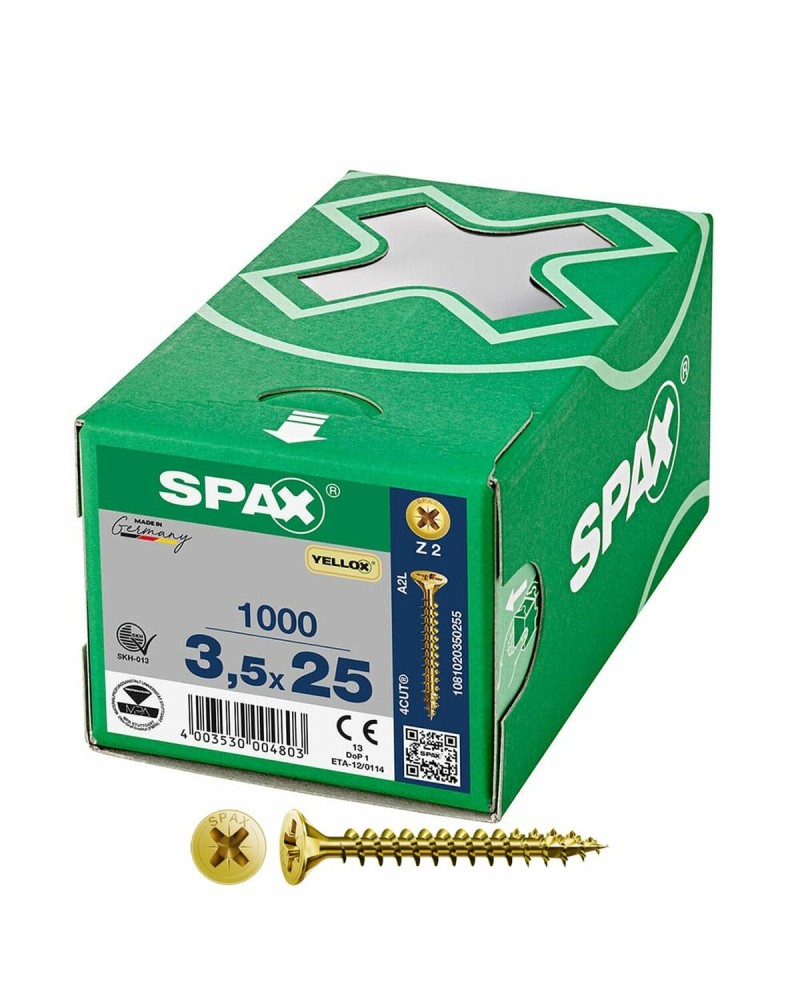 SPAX Yellox Z2 Countersunk Head Screw 3.5 x 25 mm for Wood (1000 Pieces)
